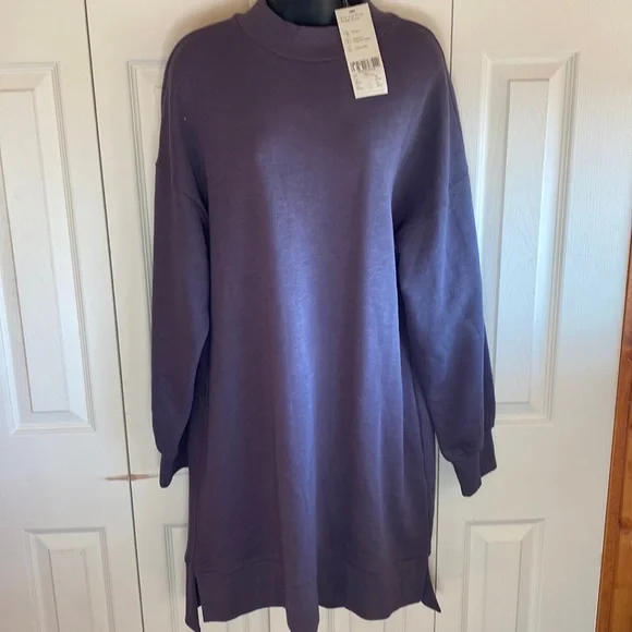 Sweaty Betty One & Done NWT Long Sleeve mock neck Organic Cotton Sweat Dress med - Picture 3 of 11